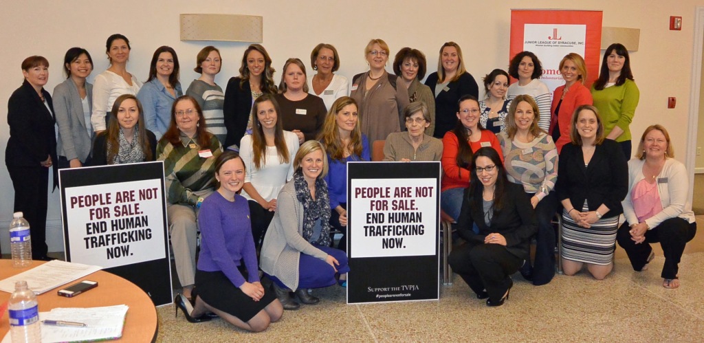 Among the awareness efforts conducted by the Junior League of Syracuse was a group photo shoot in support of the Trafficking Victims Protection and Justice Act (TVPJA), April 2013
